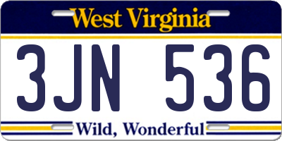 WV license plate 3JN536