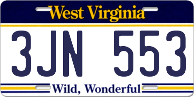 WV license plate 3JN553