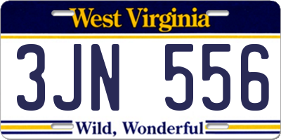 WV license plate 3JN556
