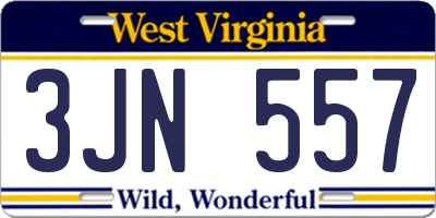 WV license plate 3JN557
