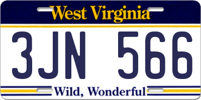WV license plate 3JN566