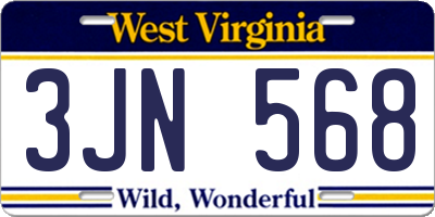WV license plate 3JN568