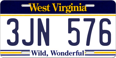 WV license plate 3JN576