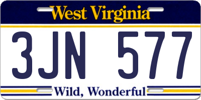 WV license plate 3JN577