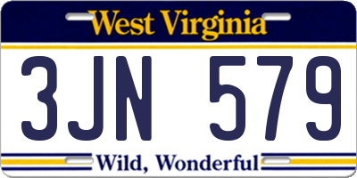 WV license plate 3JN579