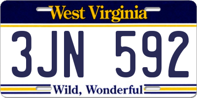 WV license plate 3JN592