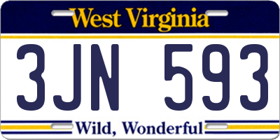 WV license plate 3JN593