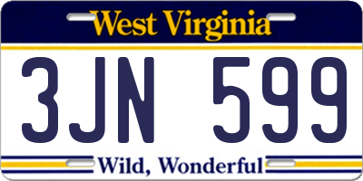 WV license plate 3JN599