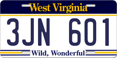 WV license plate 3JN601