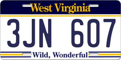 WV license plate 3JN607