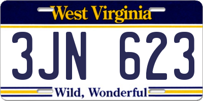 WV license plate 3JN623