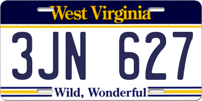 WV license plate 3JN627