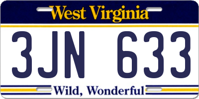 WV license plate 3JN633