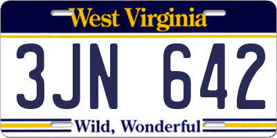 WV license plate 3JN642