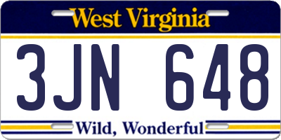 WV license plate 3JN648