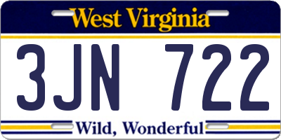 WV license plate 3JN722