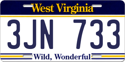 WV license plate 3JN733
