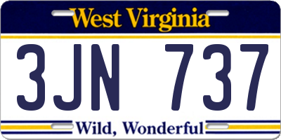 WV license plate 3JN737