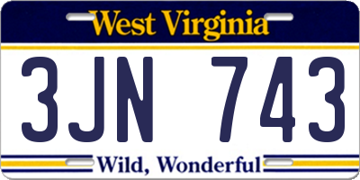 WV license plate 3JN743