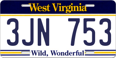 WV license plate 3JN753