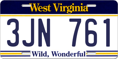 WV license plate 3JN761