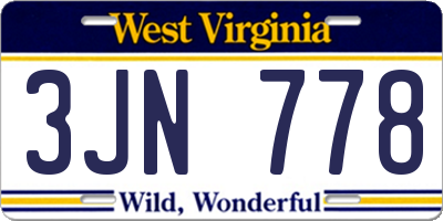 WV license plate 3JN778