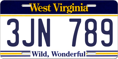 WV license plate 3JN789