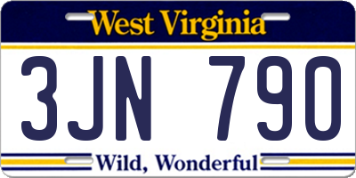 WV license plate 3JN790