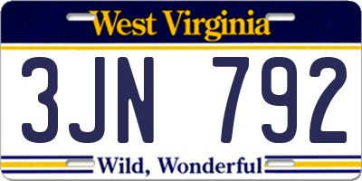 WV license plate 3JN792