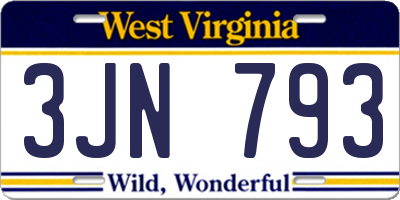 WV license plate 3JN793