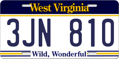 WV license plate 3JN810