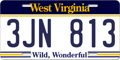 WV license plate 3JN813