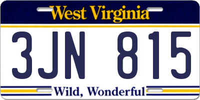 WV license plate 3JN815