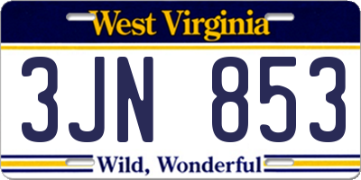 WV license plate 3JN853