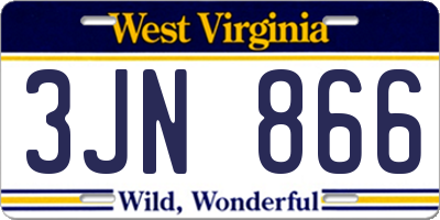 WV license plate 3JN866