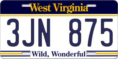 WV license plate 3JN875