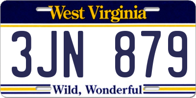 WV license plate 3JN879