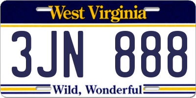 WV license plate 3JN888
