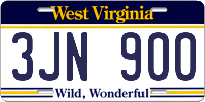 WV license plate 3JN900