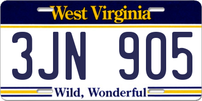 WV license plate 3JN905