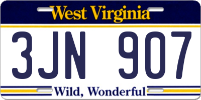 WV license plate 3JN907