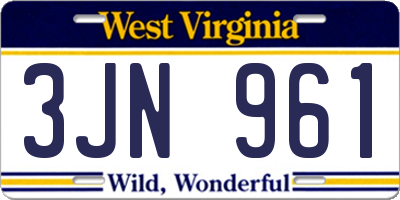 WV license plate 3JN961