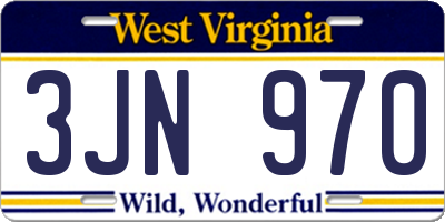 WV license plate 3JN970