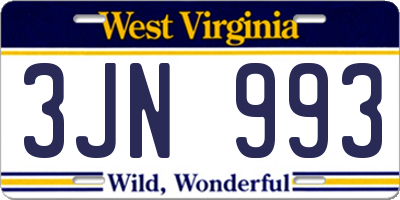 WV license plate 3JN993