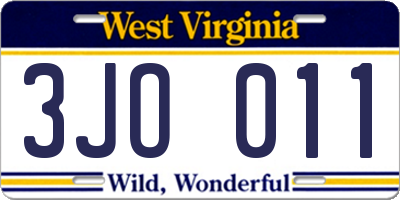WV license plate 3JO011