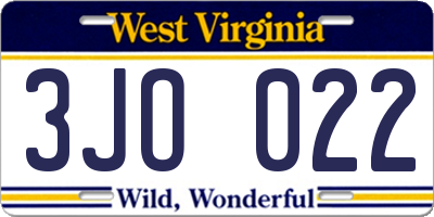 WV license plate 3JO022