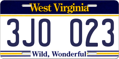 WV license plate 3JO023