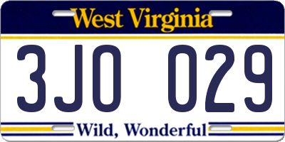 WV license plate 3JO029