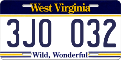 WV license plate 3JO032