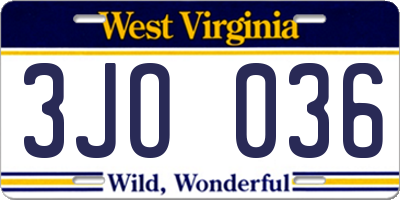 WV license plate 3JO036